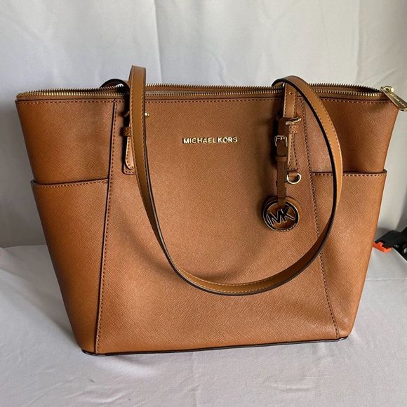 Michael Kors Brown Saffiano Leather Tote Bag w/replaced handles - Picture 1 of 11